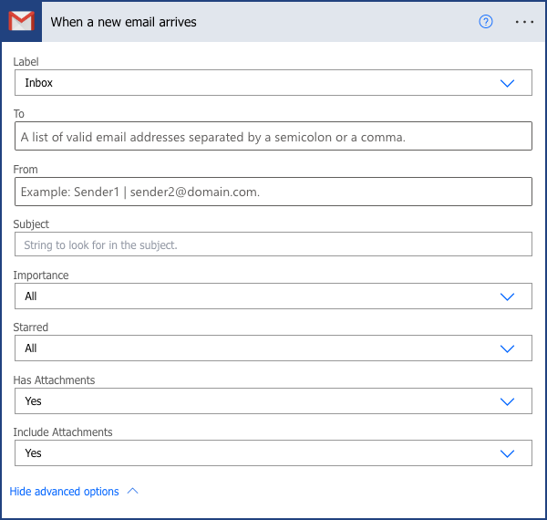 Configure the email trigger