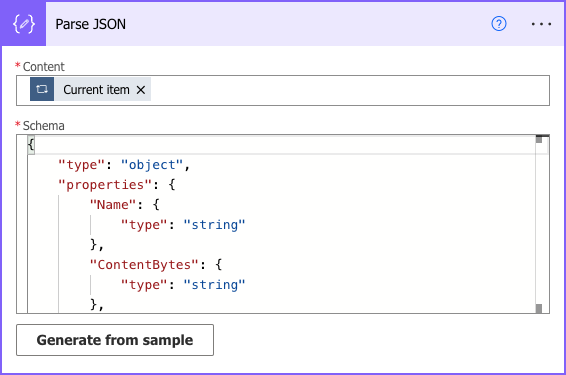 Setting up the JSON parsing action