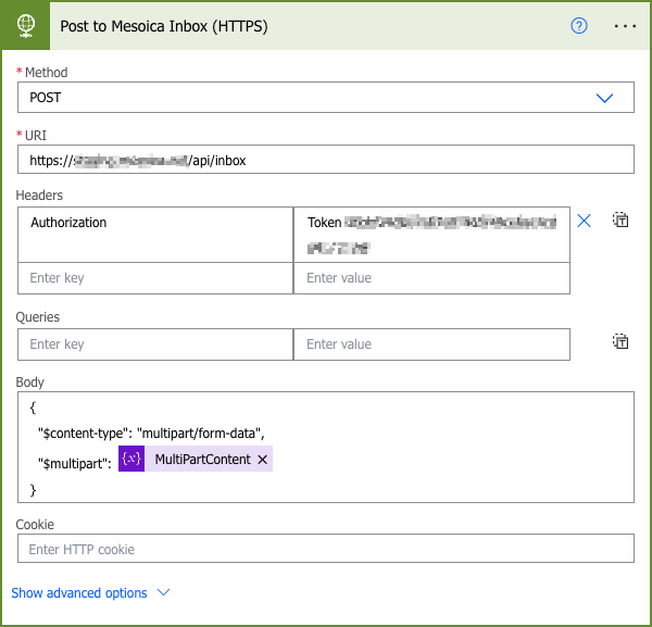 Post multipart/form-data to Mesoica's Inbox API